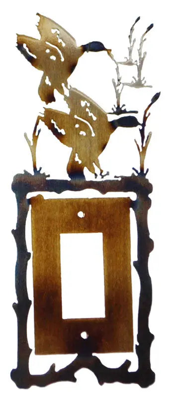 Handcrafted Ducks in Wetlands Metal Light Switch Cover – Rustic Wildlife Decor | Made in USA Knights Home Decor  item