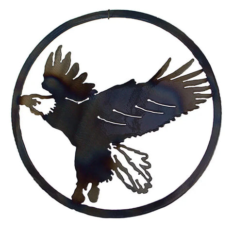 Handcrafted Eagle Wall Art – 8.5 Inch Metal Circle Decor | Soaring Bird Design | Made in USA Knights Home Decor  item