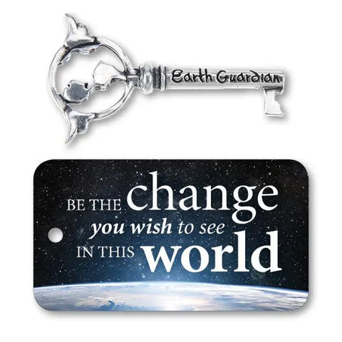 Handcrafted Earth Guardian Key Charm – Recycled Pewter Accessory with Inspirational Quote | Made in USA Whitney Howard Designs  Keys