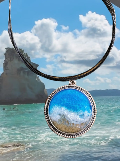 Handcrafted East Coast Beach Sand Pendant Necklace – 2 Inch Multi-Strand Cord | Made in USA Coastal Jewelry Michelle Marie Boutique  Necklaces