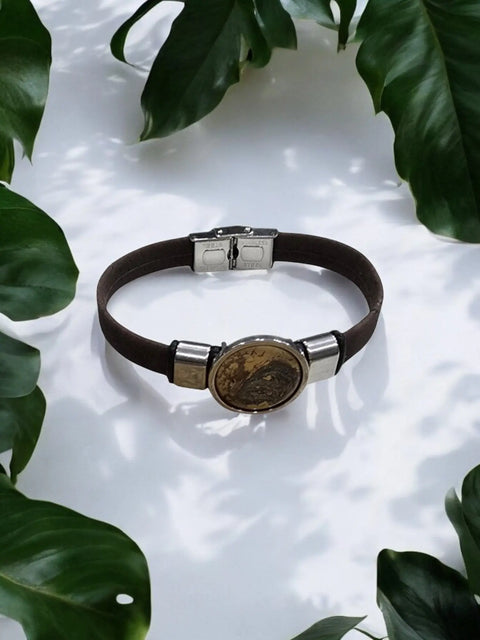 Handcrafted Eco-Friendly Resin Cork Bracelet With Gold Brown Centerpiece – Adjustable Fit 7-9 Inch | Made in USA Michelle Marie Boutique  Bracelets