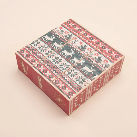 Handcrafted Educational Wooden Reindeer Blocks Set - 9 Pieces, 1.75 Inch Cubes - Uncle Goose | Made in USA Uncle Goose  Eclectic