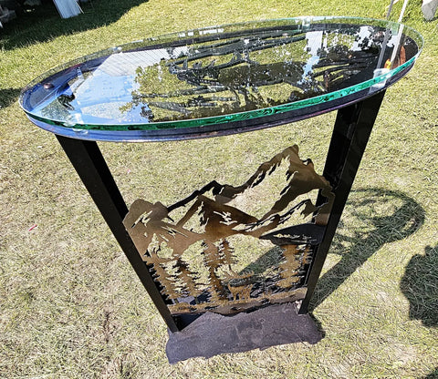Handcrafted Elk Mountain Metal Accent Table – Rustic Steel Home Decor | Made in USA Knights Home Decor  item