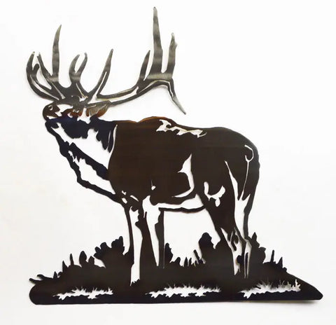 Handcrafted Elk Silhouette Wall Art – Rustic Wildlife Metal Decor | Made in USA Knights Home Decor  item