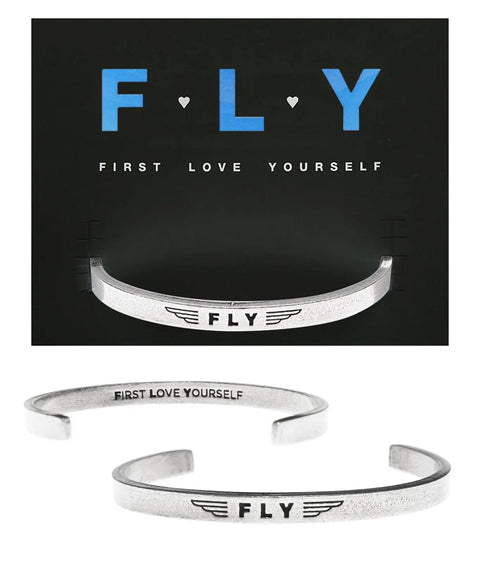 Handcrafted FLY (First Love Yourself) Quotable Open Cuff Bracelet – Inspirational Pewter Jewelry | Made in USA with Brushed Finish Whitney Howard Designs  Cuff Bracelets