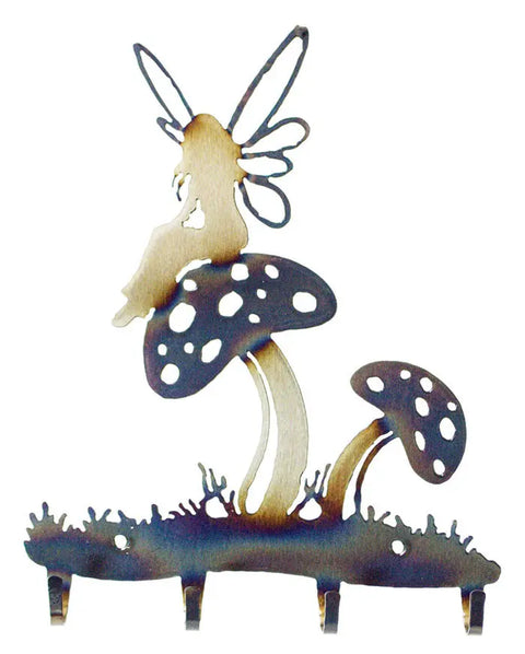 Handcrafted Fairy and Mushroom Key Holder – Whimsical Wall Hook Rack | Made in USA Home Decor Knights Home Decor  item