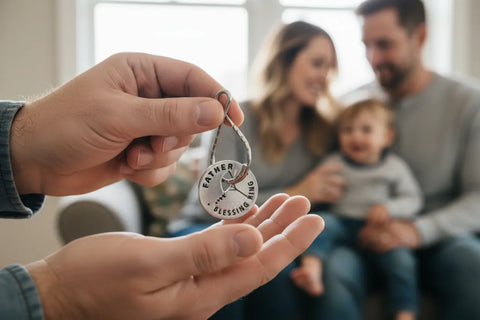 Handcrafted Father Blessing Ring Charm – Inspirational Pewter Token with Kite Design | Made in USA Keepsake Gift Whitney Howard Designs  Blessing Ring