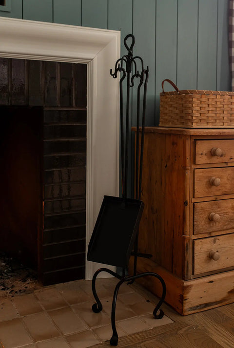 Handcrafted Fireplace Tool Set – Poker Shovel Ash Rake with Stand | Amish Forged Made in USA Millstream Home  Homegoods