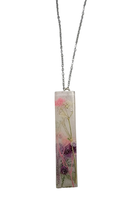 Handcrafted Floral Resin Pendant Necklace 18 Inch Chain – Custom Botanical Jewelry | Made in USA Michelle Marie Boutique  Necklace