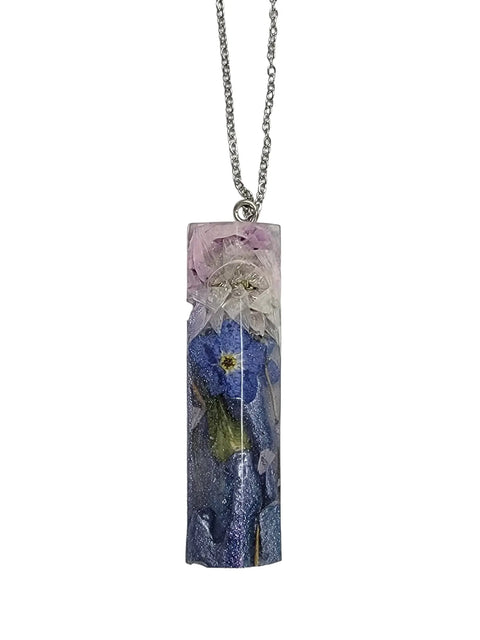 Handcrafted Floral Resin Pendant Necklace 18 Inch Chain – Custom Botanical Jewelry | Made in USA Michelle Marie Boutique  Necklace