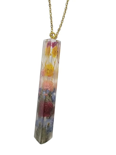Handcrafted Floral Resin Pendant Necklace 18 Inch Chain – Custom Botanical Jewelry | Made in USA Michelle Marie Boutique  Necklace