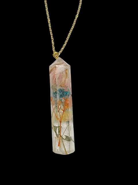 Handcrafted Floral Resin Pendant Necklace 18 Inch Chain – Custom Botanical Jewelry | Made in USA Michelle Marie Boutique  Necklace