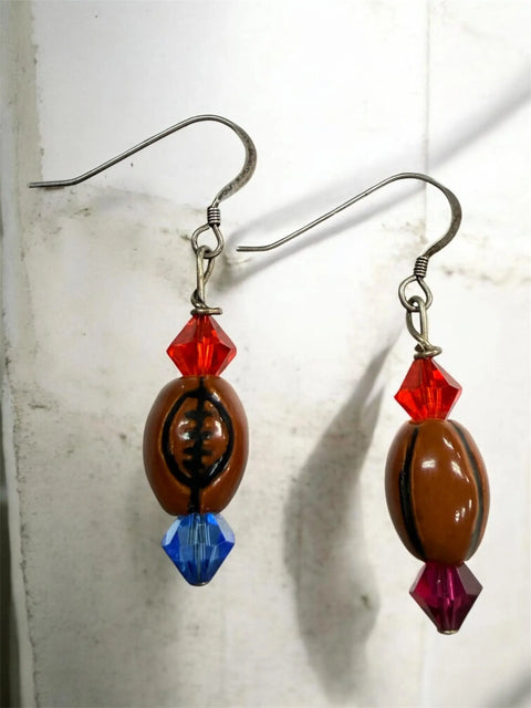 Handcrafted Football Crystal Dangle Earrings – Sporty Fan Jewelry | Made in USA by Michelle Marie Boutique Michelle Marie Boutique  Earring