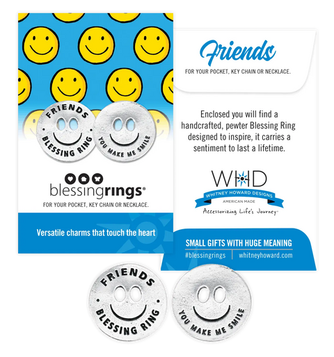 Handcrafted Friends Blessing Ring Charm – Inspirational Smiley Face Token | Made in USA Whitney Howard Designs  Blessing Ring