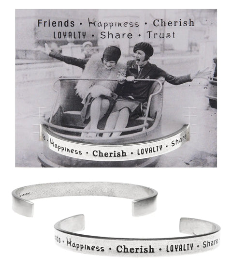 Handcrafted Friends Inspiration Cuff Bracelet – Recycled Pewter Open Bangle | Made in USA Whitney Howard Designs  Cuff Bracelets