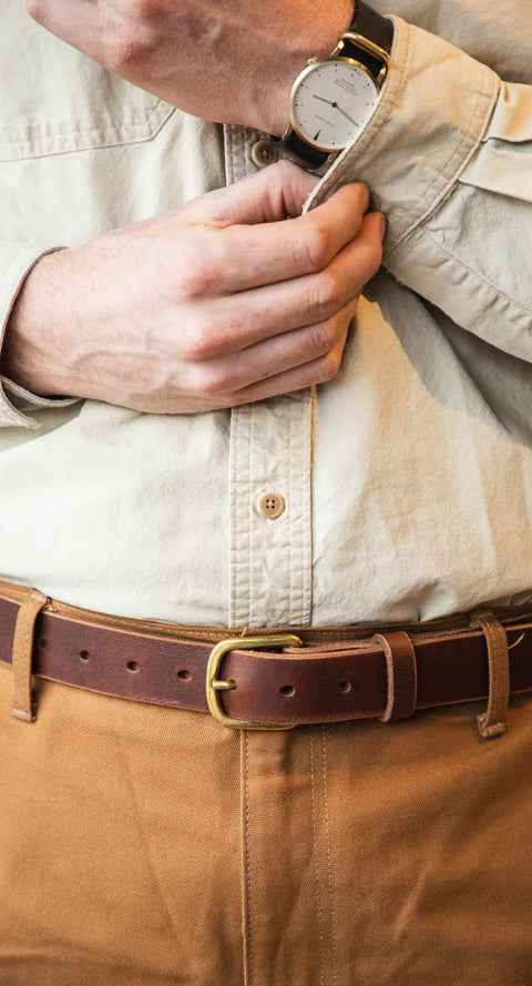 Handcrafted Full-Grain Latigo Leather Belt 1.25 Inch Width – Durable Slim Fit | Made in USA Homestead Brand  Belt