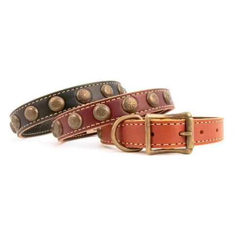 Handcrafted Full Grain Leather Dog Collar With Sunburst Studs – Durable Comfort | Made in USA Auburn Leathercrafters  item