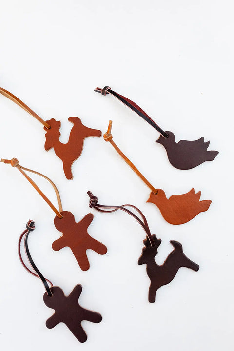 Handcrafted Full Grain Leather Reindeer Ornament 2x3 Inch – Rustic Holiday Decor | Made in USA Millstream Home 