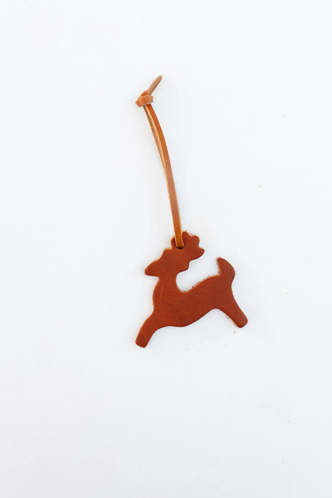 Handcrafted Full Grain Leather Reindeer Ornament 2x3 Inch – Rustic Holiday Decor | Made in USA Millstream Home 