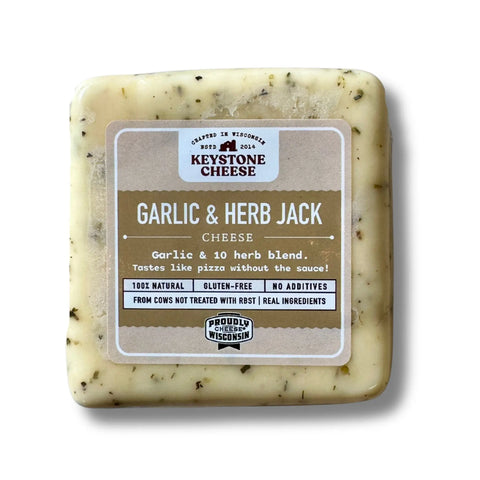 Handcrafted Garlic Herb Jack Cheese Block 6oz to 10oz – Creamy Savory Flavor | Made in USA Keystone Cheese  Cheese
