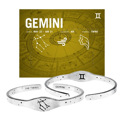 Handcrafted Gemini Zodiac Cuff Bracelet – Recycled Pewter Astrology Jewelry | Made in USA Whitney Howard Designs  Zodiac Cuffs