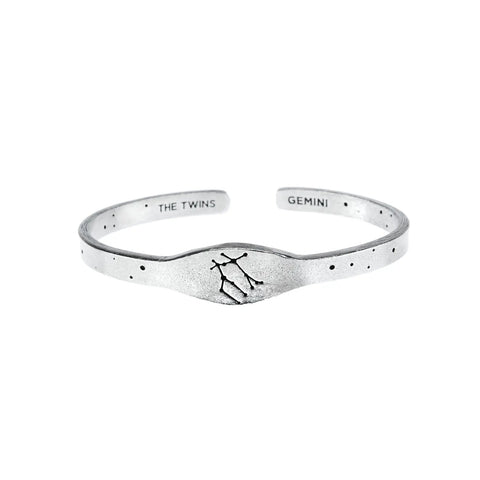 Handcrafted Gemini Zodiac Cuff Bracelet – Recycled Pewter Astrology Jewelry | Made in USA Whitney Howard Designs  Zodiac Cuffs