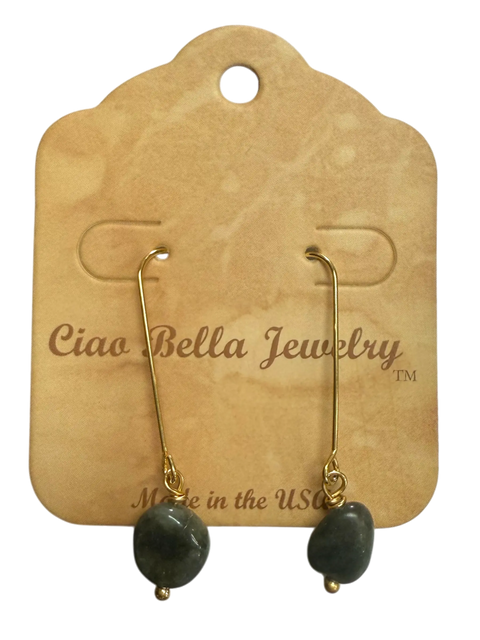 Handcrafted Gemstone Drop Earrings – Lightweight Gold-Plated Stainless Steel Wire Design | Made in USA Michelle Marie Boutique  Earrings
