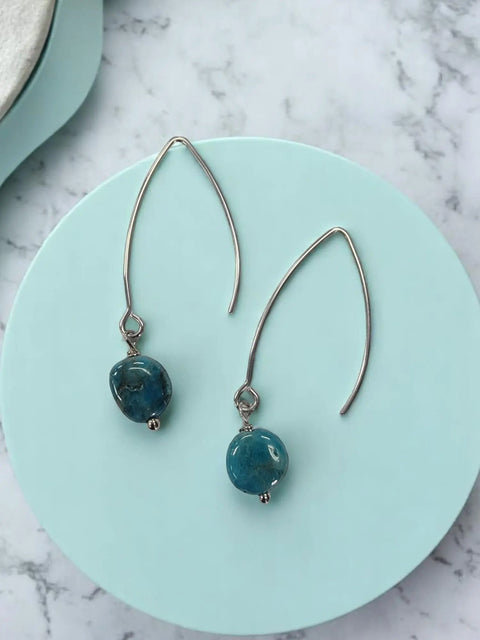 Handcrafted Gemstone Drop Earrings – Long Stainless Steel Hooks – Choose Custom Stone | Made in USA Michelle Marie Boutique  Earring