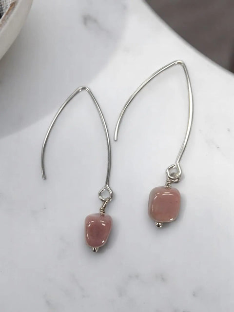 Handcrafted Gemstone Drop Earrings – Long Stainless Steel Hooks – Choose Custom Stone | Made in USA Michelle Marie Boutique  Earring