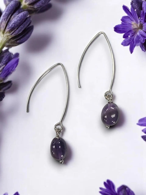 Handcrafted Gemstone Drop Earrings – Long Stainless Steel Hooks – Choose Custom Stone | Made in USA Michelle Marie Boutique  Earring