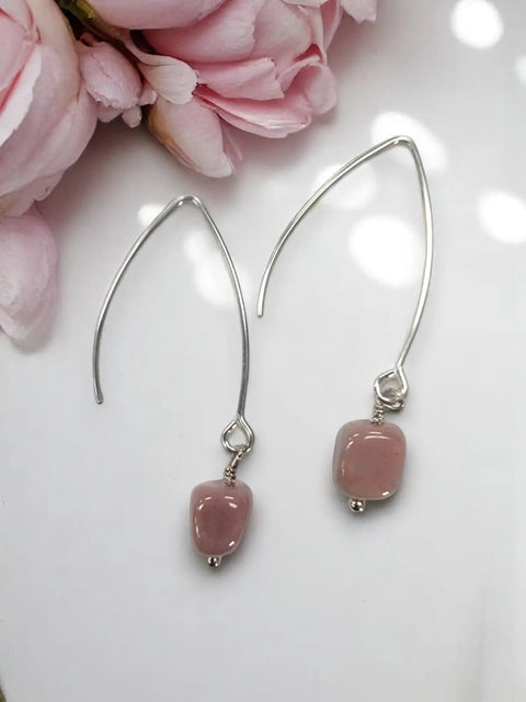 Handcrafted Gemstone Drop Earrings – Long Stainless Steel Hooks – Choose Custom Stone | Made in USA Michelle Marie Boutique  Earring