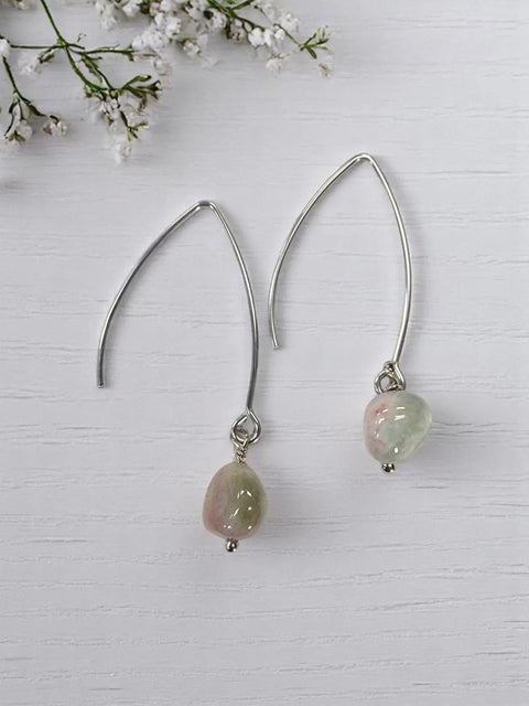 Handcrafted Gemstone Drop Earrings – Long Stainless Steel Hooks – Choose Custom Stone | Made in USA Michelle Marie Boutique  Earring