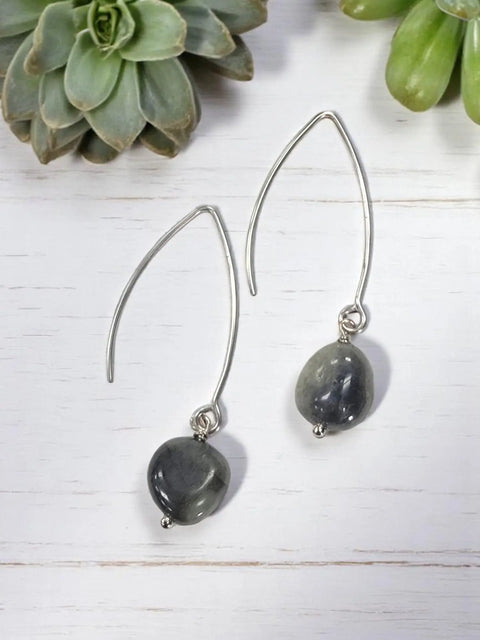 Handcrafted Gemstone Drop Earrings – Long Stainless Steel Hooks – Choose Custom Stone | Made in USA Michelle Marie Boutique  Earring
