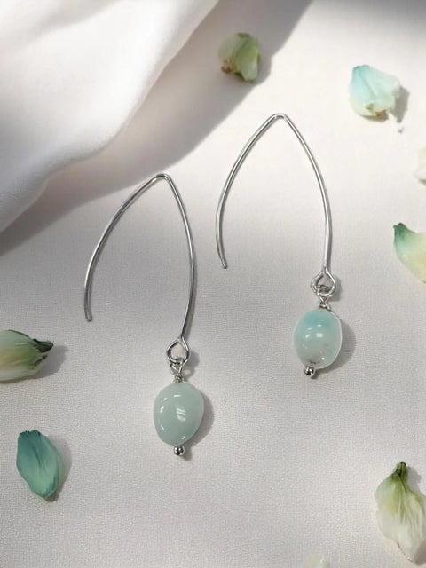 Handcrafted Gemstone Drop Earrings – Long Stainless Steel Hooks – Choose Custom Stone | Made in USA Michelle Marie Boutique  Earring
