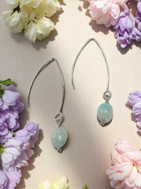 Handcrafted Gemstone Drop Earrings – Long Stainless Steel Hooks – Choose Custom Stone | Made in USA Michelle Marie Boutique  Earring