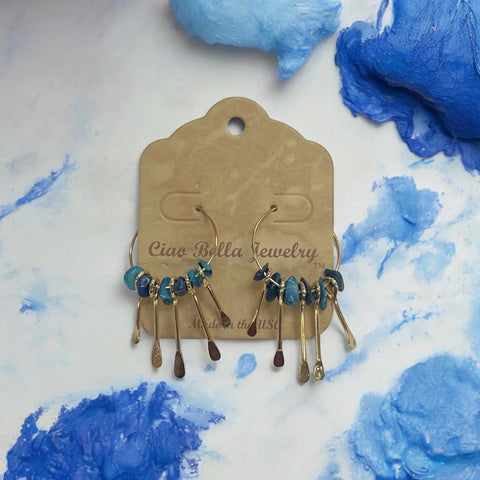 Handcrafted Gemstone Hoop Earrings – Boho Style Gold Plated Design | Michelle Marie Boutique | Made in USA Michelle Marie Boutique  Earrings