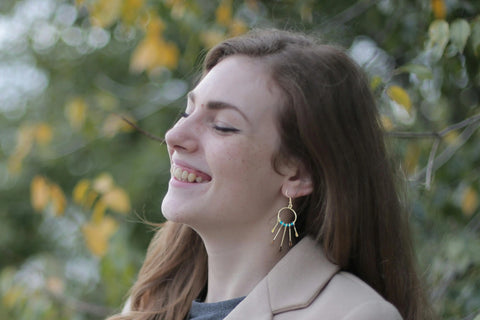 Handcrafted Gemstone Hoop Earrings – Boho Style Gold Plated Design | Michelle Marie Boutique | Made in USA Michelle Marie Boutique  Earrings