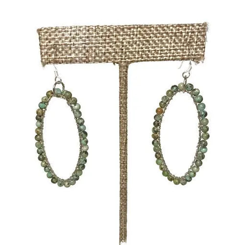 Handcrafted Gemstone Oval Hoop Earrings – Artisan Jewelry Collection | Made in USA Jewelry Michelle Marie Boutique  Earrings