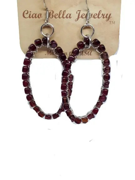 Handcrafted Gemstone Oval Hoop Earrings – Artisan Jewelry Collection | Made in USA Jewelry Michelle Marie Boutique  Earrings