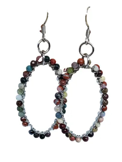 Handcrafted Gemstone Oval Hoop Earrings – Artisan Jewelry Collection | Made in USA Jewelry Michelle Marie Boutique  Earrings