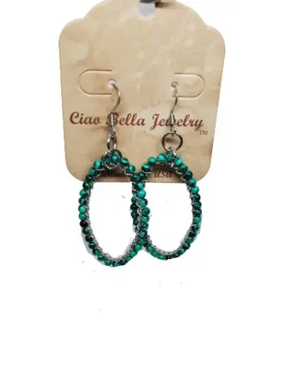 Handcrafted Gemstone Oval Hoop Earrings – Artisan Jewelry Collection | Made in USA Jewelry Michelle Marie Boutique  Earrings