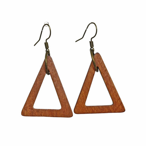 Handcrafted Geometric Double Triangle Earrings – Mismatched Black and Tan Design | Made in USA Statement Jewelry Michelle Marie Boutique  Earrings
