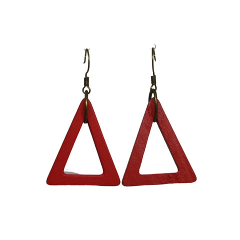 Handcrafted Geometric Double Triangle Earrings – Mismatched Black and Tan Design | Made in USA Statement Jewelry Michelle Marie Boutique  Earrings