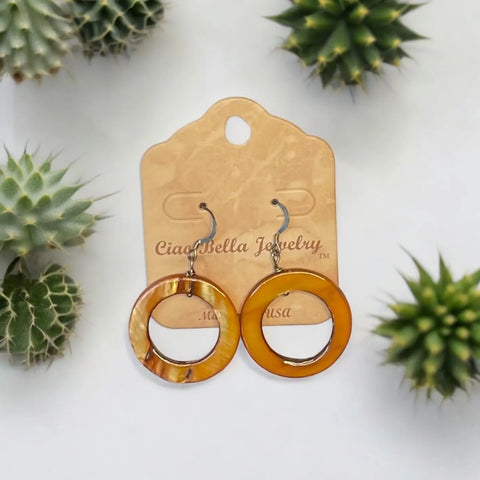 Handcrafted Geometric Shell Hoop Earrings – Unique Statement Jewelry | Michelle Marie Boutique Made in USA Michelle Marie Boutique  Earrings