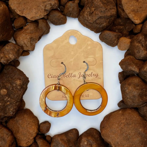 Handcrafted Geometric Shell Hoop Earrings – Unique Statement Jewelry | Michelle Marie Boutique Made in USA Michelle Marie Boutique  Earrings
