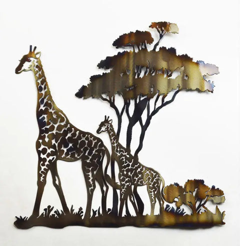 Handcrafted Giraffe Metal Wall Art – African Safari Wildlife Decor | Made in USA Veteran-Owned Knights Home Decor  item