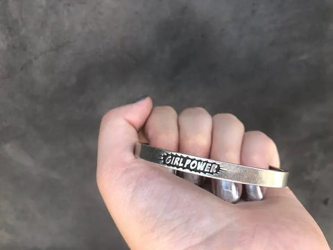Handcrafted Girl Power Inspirational Pewter Cuff Bracelet – Recycled Lead-Free Metal | Made in USA Whitney Howard Designs  Cuff Bracelets