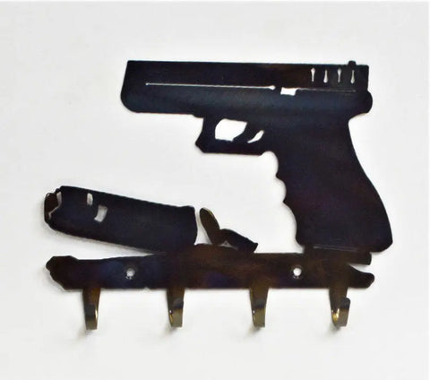 Handcrafted Glock Shape Key Holder – Metal Storage Rack for Home Organization | Made in USA Knights Home Decor  item