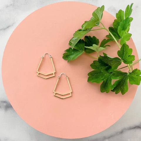 Handcrafted Gold Geometric Hoop Earrings – Minimalist Cleo Design | Made in USA Sarah Cecelia  EARRINGS