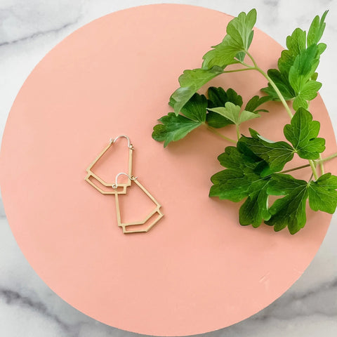 Handcrafted Gold Geometric Hoop Earrings – Minimalist Cleo Design | Made in USA Sarah Cecelia  EARRINGS